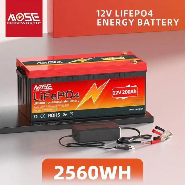 Акумулятор MOSEWORTH LiFePO4 12 V 200 Ah (2560Wh) з вбудованим BMS 6000+ циклів 2275212477 фото