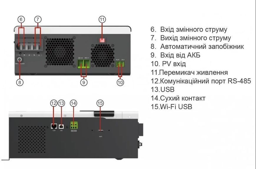 Гібридний сонячний інвертор MUST PV18-5248 PRO 5,2 кВт MPPT PV18-5248PRO фото