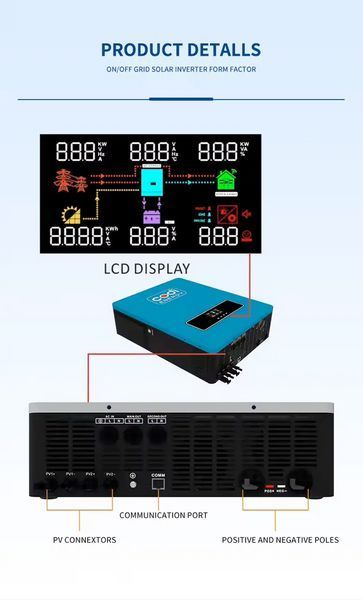 Сонячний гібридний автономний інвертор 4,2 кВт 24 В Codi Energy (MPPT 6200w 120a) COCO-42 фото